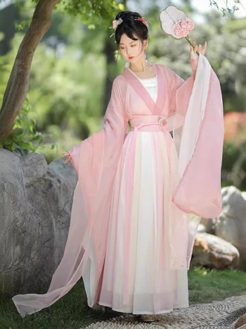Ženska Hanfu haljina - Ru suknja do struka, drevni stil, široki rukavi, chiffon, Spandex 90–95%, Mercerizirana, proljeće 2024