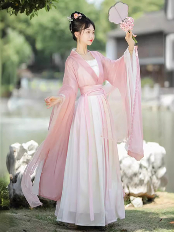 Ženska Hanfu haljina - Ru suknja do struka, drevni stil, široki rukavi, chiffon, Spandex 90–95%, Mercerizirana, proljeće 2024
