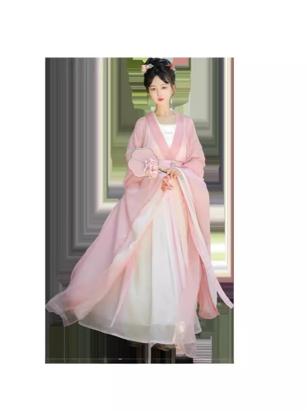 Ženska Hanfu haljina - Ru suknja do struka, drevni stil, široki rukavi, chiffon, Spandex 90–95%, Mercerizirana, proljeće 2024