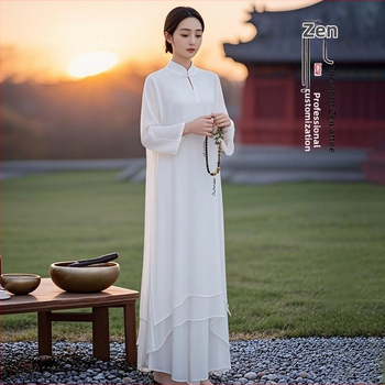 Ženska Zen haljina, kineskog stila od mješavine svile i ramije, za meditaciju i ples zen.