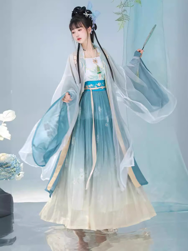 Ženski Hanfu u kineskom stilu s vezenjem — šifon s spandeksom, ljeto 2023
