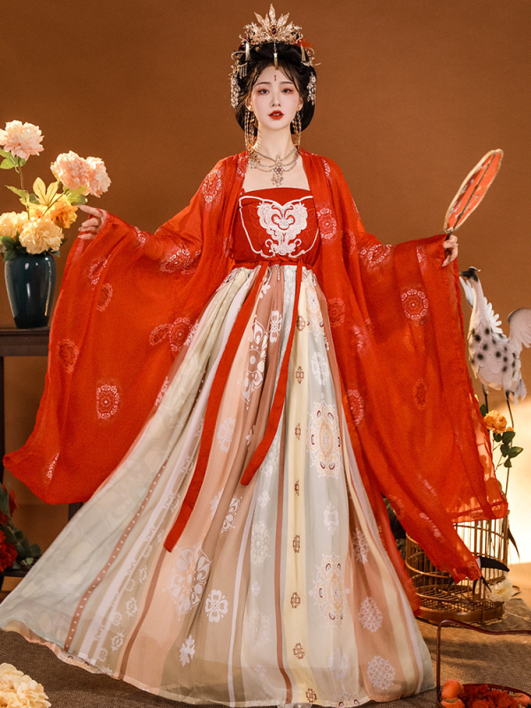 Hanfu ženski set s vyšivkom od svile i spandeksa, kineski stil obnovljen dizajn, proljeće-ljeto-jesen kolekcija