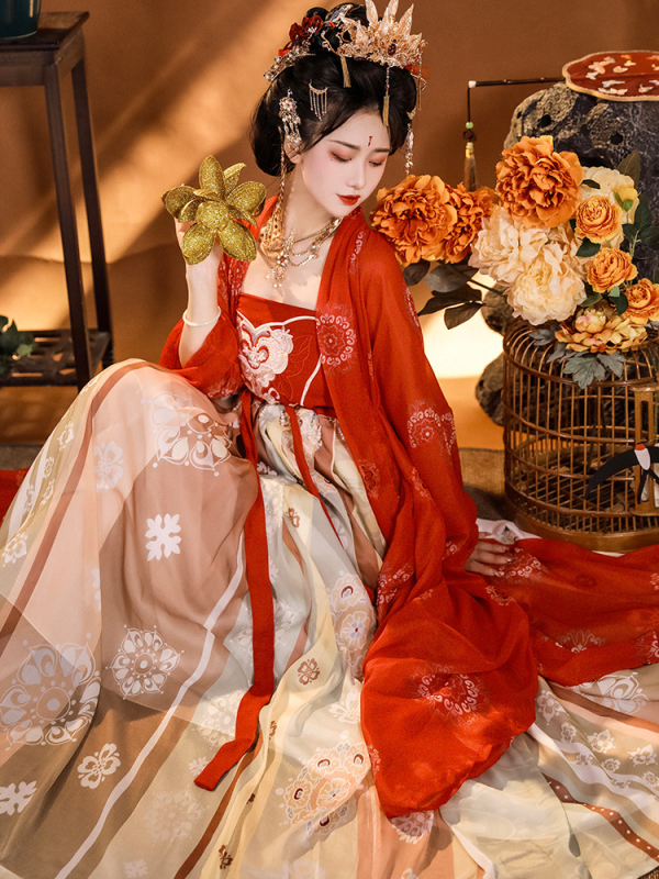 Hanfu ženski set s vyšivkom od svile i spandeksa, kineski stil obnovljen dizajn, proljeće-ljeto-jesen kolekcija