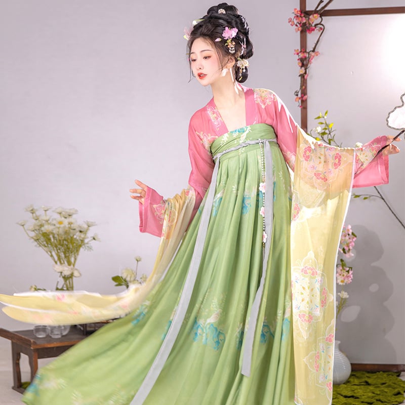 Hanfu Ruqun set, šifon s 90–95% spandexom, viseće bojanje, ljeto 2023
