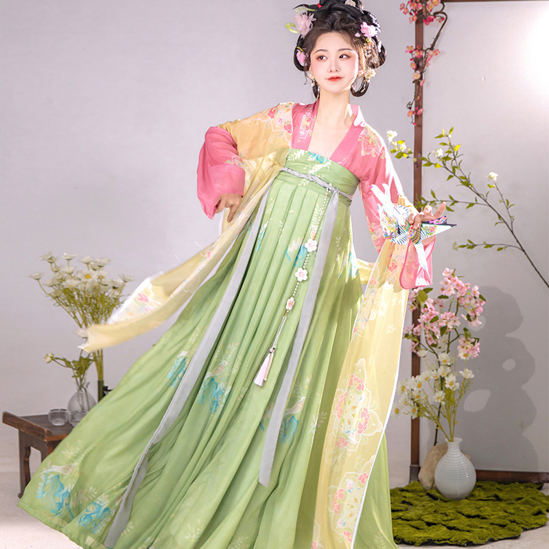Hanfu Ruqun set, šifon s 90–95% spandexom, viseće bojanje, ljeto 2023