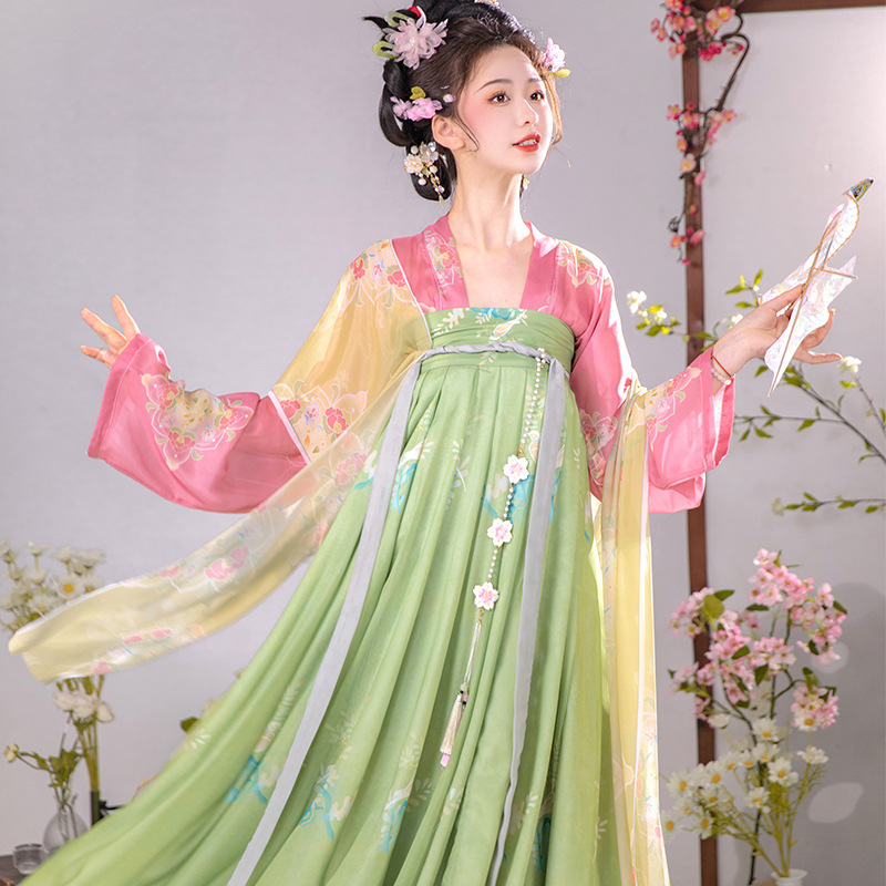 Hanfu Ruqun set, šifon s 90–95% spandexom, viseće bojanje, ljeto 2023
