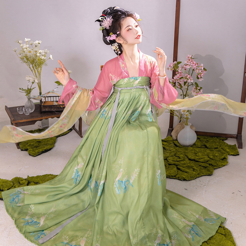 Hanfu Ruqun set, šifon s 90–95% spandexom, viseće bojanje, ljeto 2023