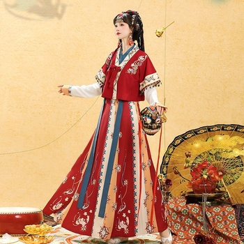 Hanfu set za žene — modificirani Tang stil, suknja do struka, proljeće-ljeto, poliester 95%+, otisak izrada, šifra proizvoda a156