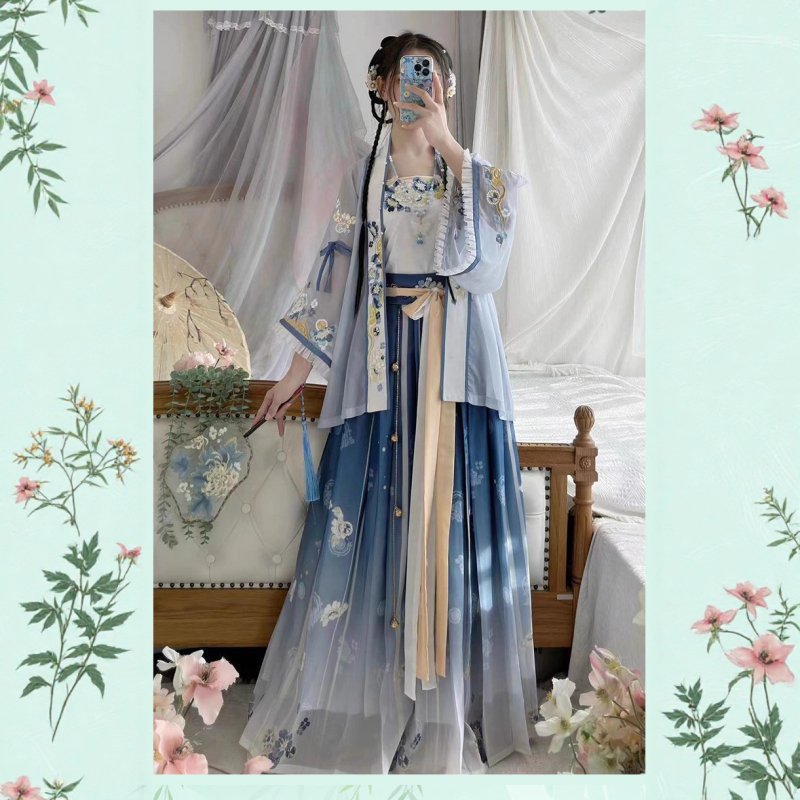 Hanfu set, šifonsko tkivo s otiskom, 80–90% poliestera, proljeće 2023