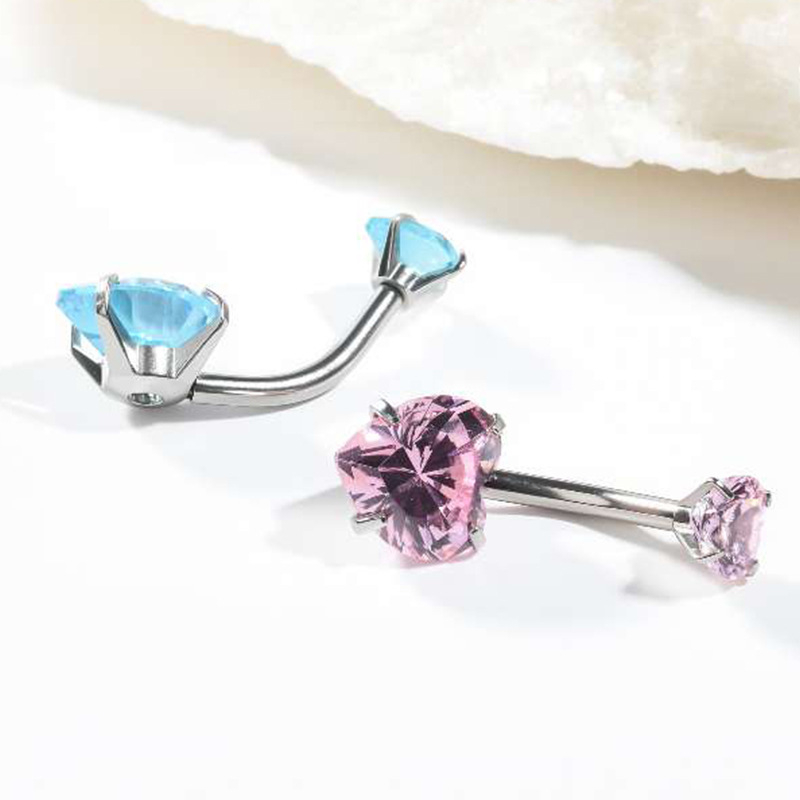 G23 titánová zliatina brušný prsteň so srdcom, s 5A zirkóniou, unisex piercing do tela