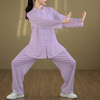 Dámsky Tai Chi dvojdielny tréningový komplet na jar a jeseň – konopné vlákno s bavlnou 30–50% a polyester <30%, vysokoteplotné tvarovanie