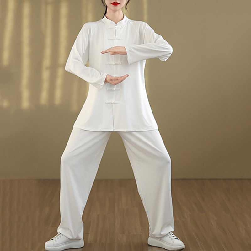 Dámsky Tai Chi dvojdielny tréningový komplet na jar a jeseň – konopné vlákno s bavlnou 30–50% a polyester <30%, vysokoteplotné tvarovanie