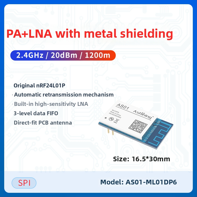 Ashining/Zeyao bezvadu RF transceiver modulis NRF24L01, 2,4 GHz, caurspīdīgs datu pārraidīšana