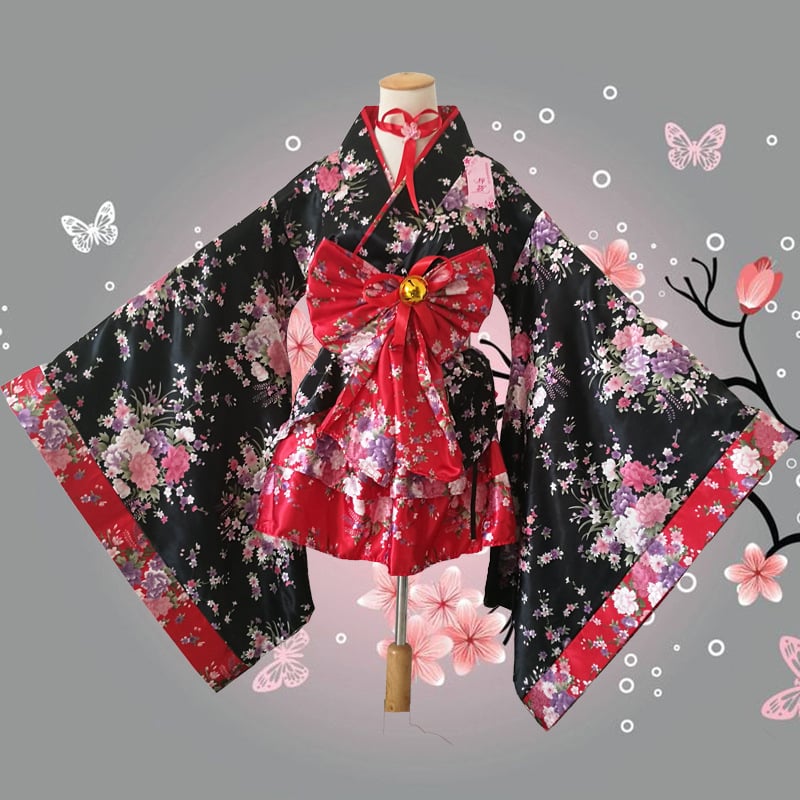 Cosplay kostim: inspiriran Senbonzakura za scenske nastupe, kimono-maid stil; materijal: sintetičko vlakno smjesa; glavna tkanina: 100% poliester