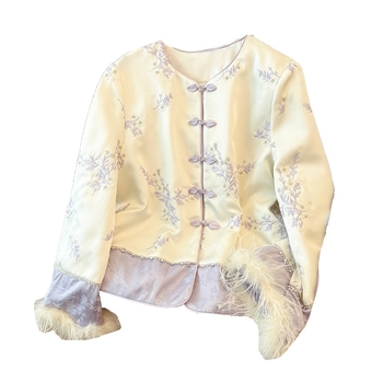 Γυναικείο μπουφάν με κέντημα σε στιλ Tang, φθινοπωρινό/χειμερινό, εφαρμοστό, ύφασμα βαμβάκι-πολυεστέρας, σχέδιο κινεζικής κληρονομιάς