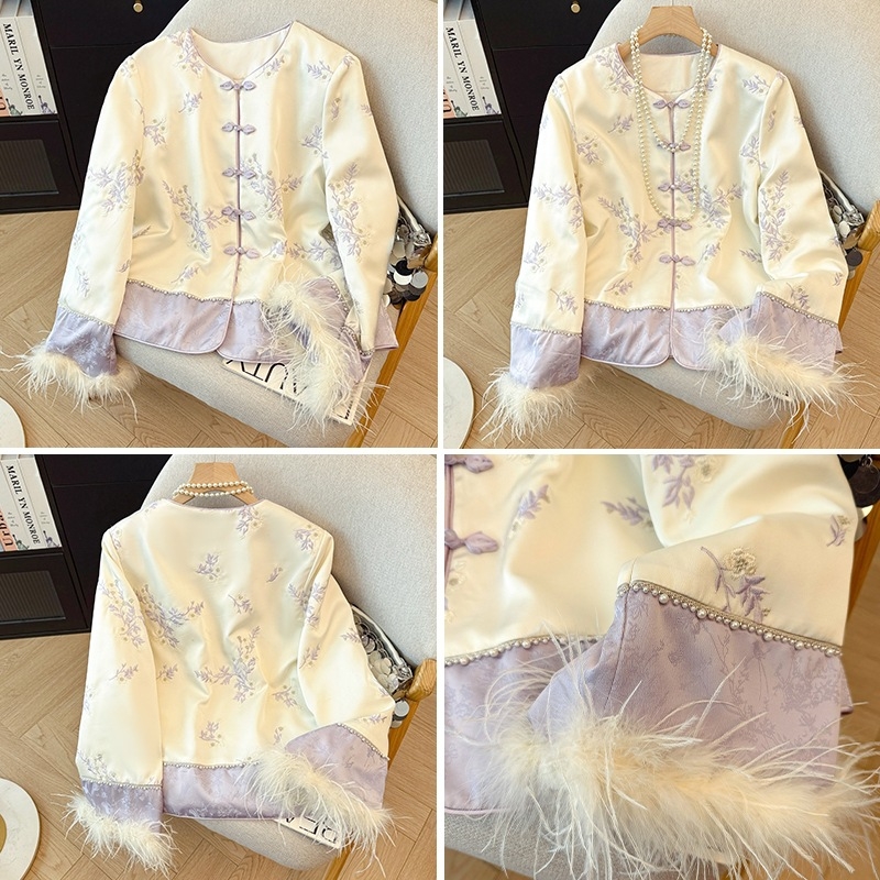 Γυναικείο μπουφάν με κέντημα σε στιλ Tang, φθινοπωρινό/χειμερινό, εφαρμοστό, ύφασμα βαμβάκι-πολυεστέρας, σχέδιο κινεζικής κληρονομιάς