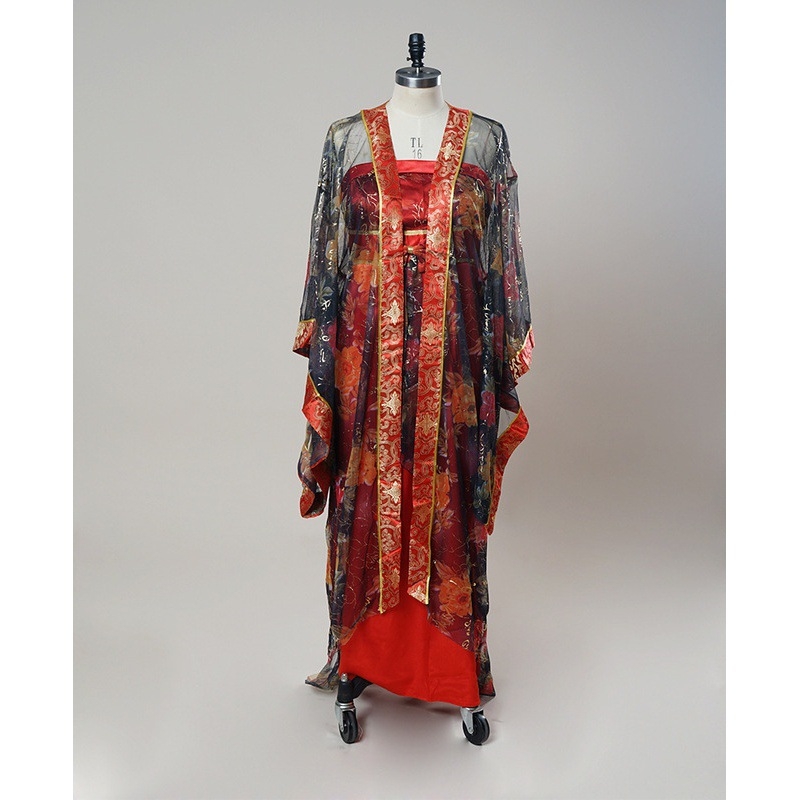 Κουστούμι Παράστασης Hanfu - Vintage δαντελένιο πλέγμα φόρεμα, φούστα σε στιλ Τανγκ (πολυεστέρας; κύρια σύνθεση υφάσματος 30-50%; σύνθεση δεύτερης ύλης 50-70%; επένδυση 85%; Άνοιξη 2022)