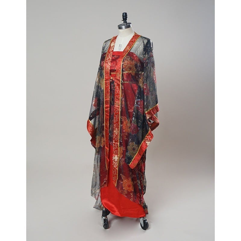 Κουστούμι Παράστασης Hanfu - Vintage δαντελένιο πλέγμα φόρεμα, φούστα σε στιλ Τανγκ (πολυεστέρας; κύρια σύνθεση υφάσματος 30-50%; σύνθεση δεύτερης ύλης 50-70%; επένδυση 85%; Άνοιξη 2022)