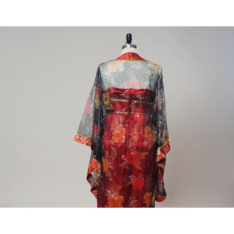 Κουστούμι Παράστασης Hanfu - Vintage δαντελένιο πλέγμα φόρεμα, φούστα σε στιλ Τανγκ (πολυεστέρας; κύρια σύνθεση υφάσματος 30-50%; σύνθεση δεύτερης ύλης 50-70%; επένδυση 85%; Άνοιξη 2022)