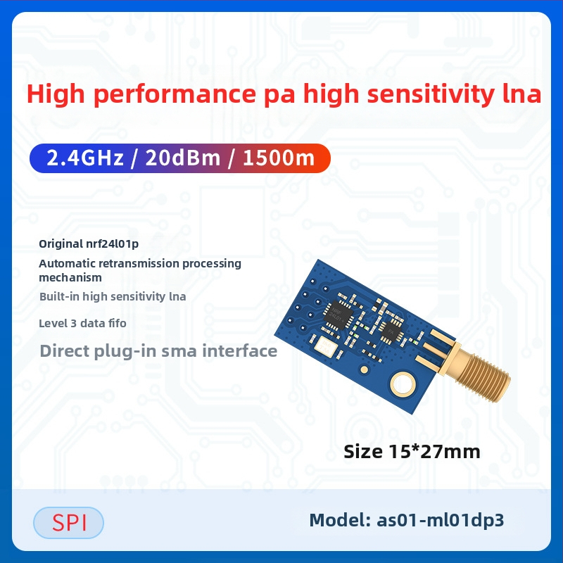 Ashining/Zeyao bezvadu RF transceiver modulis NRF24L01, 2.4 GHz caurspīdīga datu pārraide