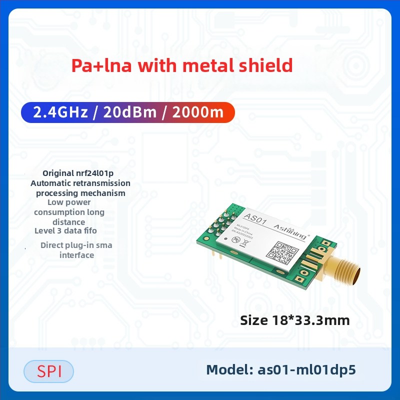 Ashining/Zeyao bezvadu RF transceiver modulis NRF24L01, 2.4 GHz caurspīdīga datu pārraide