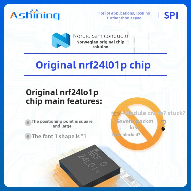 Ashining/Zeyao bezvadu RF transceiver modulis NRF24L01, 2.4 GHz caurspīdīga datu pārraide