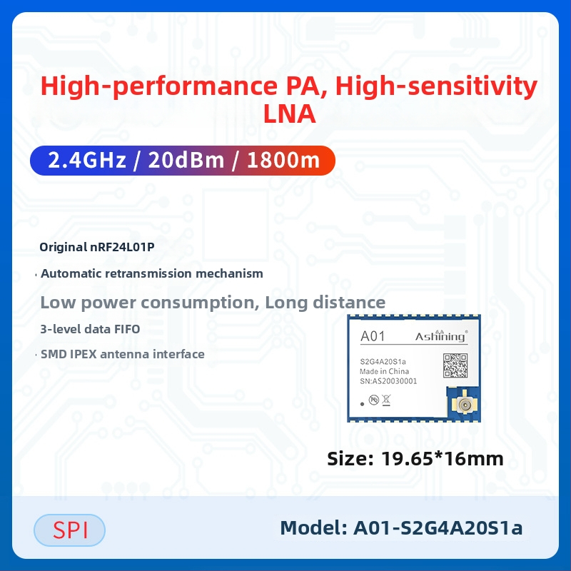 Ashining/Zeyao bezvadu RF transceiver modulis NRF24L01, 2.4 GHz caurspīdīga datu pārraide