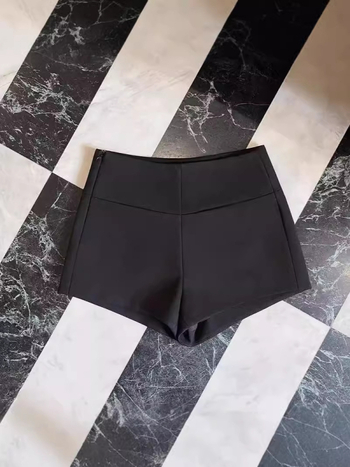 Șorturi cu talie înaltă, stil A-line, în stil coreean, poliester 95%+