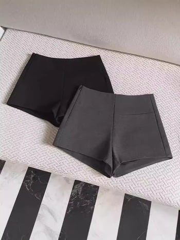 Șorturi cu talie înaltă, stil A-line, în stil coreean, poliester 95%+