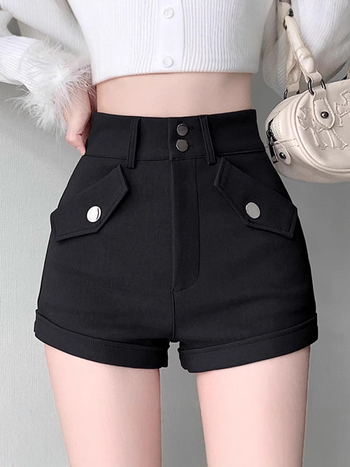 Γυναικεία ψηλόμεσα σορτς με ίσιο κόψιμο, μήκος τριών τεταρτών, πολυεστέρας 95%+