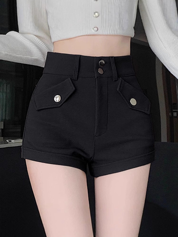 Γυναικεία ψηλόμεσα σορτς με ίσιο κόψιμο, μήκος τριών τεταρτών, πολυεστέρας 95%+