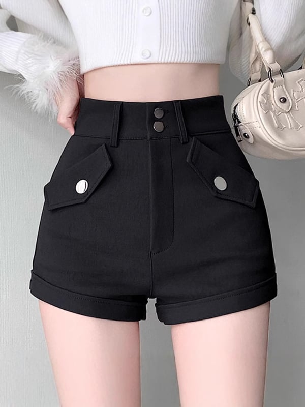 Γυναικεία ψηλόμεσα σορτς με ίσιο κόψιμο, μήκος τριών τεταρτών, πολυεστέρας 95%+