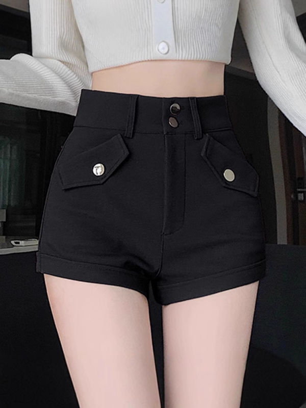 Γυναικεία ψηλόμεσα σορτς με ίσιο κόψιμο, μήκος τριών τεταρτών, πολυεστέρας 95%+