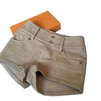 Ženski poliester-denim šorc, niska struka, 3/4 duljine, široka nogavica, mikroelastičnost