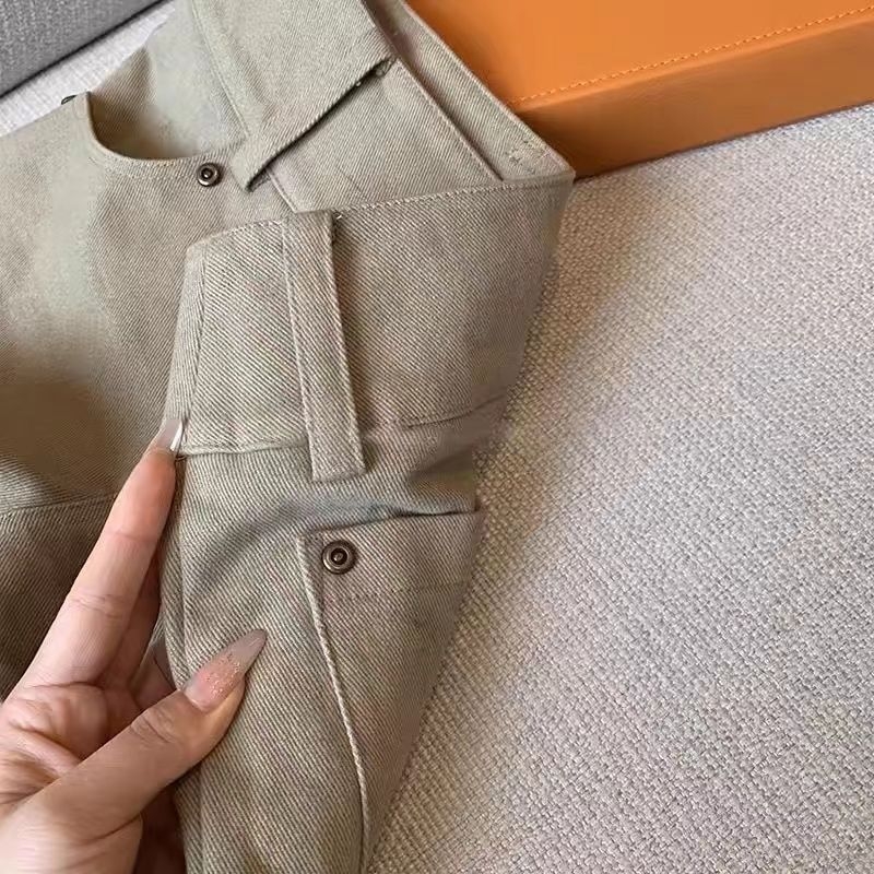 Ženski poliester-denim šorc, niska struka, 3/4 duljine, široka nogavica, mikroelastičnost