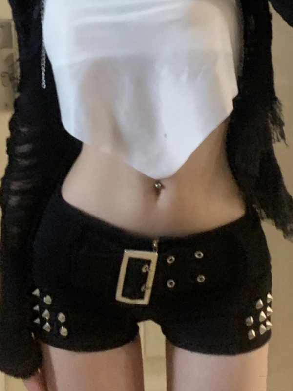 Βαμβατικές κοντές παντελόνες με ψηλή ζώνη, κορεατικού στυλ ίσια γραμμή, υψηλή ελαστικότητα