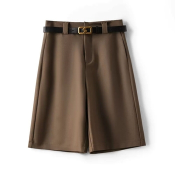 Pamukaste žene casual hlače, visoki struk, široke nogavice, petominutna duljina, gradski stil