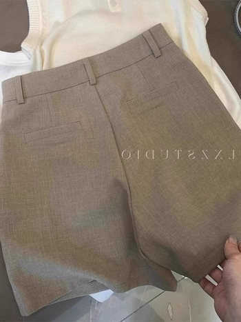 Ženske svakodnevne ravne hlače visokog struka, mikroelastična poliester tkanina