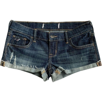 Alacsony derekú denim short, rolált szegéllyel, karcsú szabás, háromnegyedes hossz