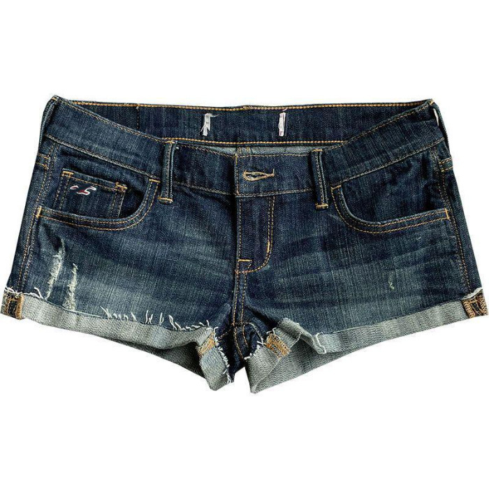 Alacsony derekú denim short, rolált szegéllyel, karcsú szabás, háromnegyedes hossz
