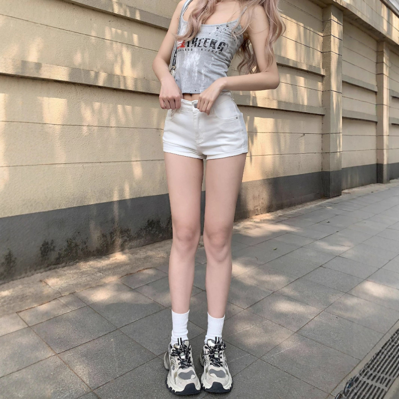 Női farmer rövidnadrág - magas derekú, egyenes szárú, pamut-keverék (50–70% pamut), közepes vastagság, 2025 nyár, casual stílus