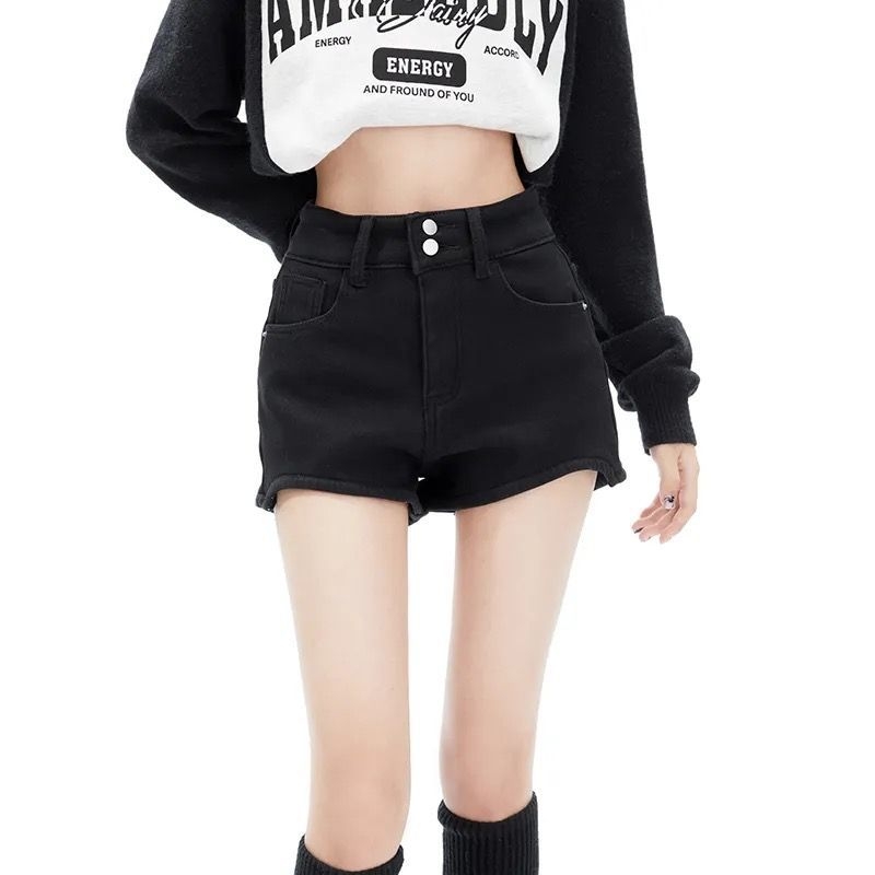 Magas derekú denim nadrág, háromnegyedes hossz, egyenes vágás, street-hipster stílus, 95%+ anyagösszetétel