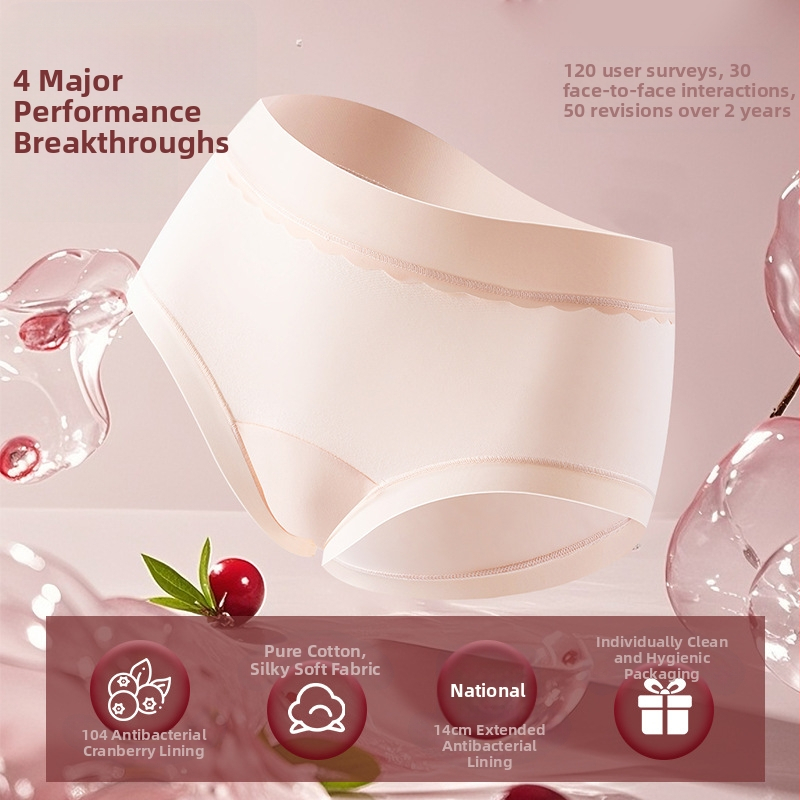 Dámske bavlnené nohavičky so stredným pásom, priedušné a antibakteriálne, pletené, podšívka z 100% bavlny