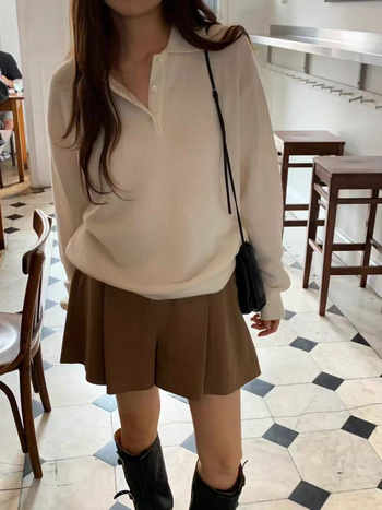 Korejski stil s visokim strukom, plisirane šortice u A kroju, 3/4 dužine, jednobojne, pamuk 95%