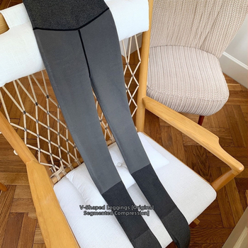 Жени есен-зимни флисово подплатени сегментирани компресионни чорапогащи, плътни, дължина 9/10, памук, Т-образен шев, с крачета