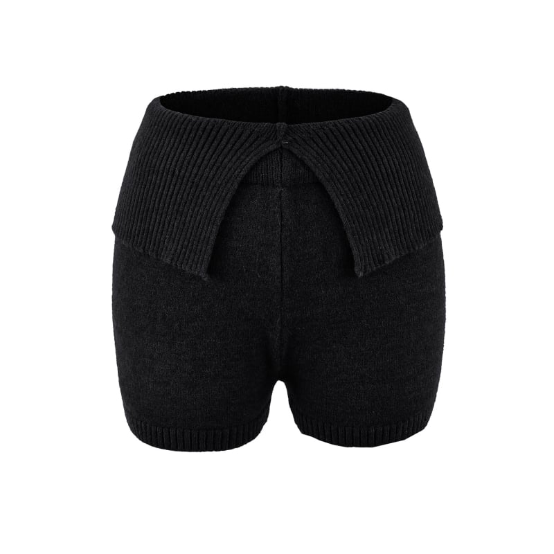 Ženske kratke pletene hlače s niskim strukom i V‑detaljem, uski kroj, visoka elastičnost, tkanina 70–80% regenerirane celuloze (Spandex)