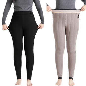 Леггинси с висока талия, супер дебели и топли, 70-80% памук, едноцветни, стегнат силует