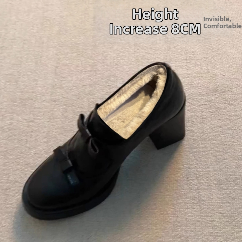 Mary Jane topánky, PU vrchný materiál, hrubý podpätok 6–8 cm, výstelka z umelého plyšu, EVA vložka