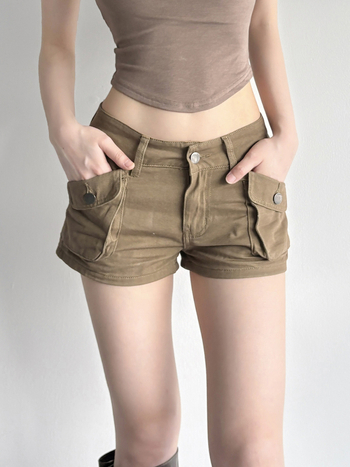 Női farmer rövidnadrág, magas derekú, egyenes szabás, vastag anyag, 50-70% pamut