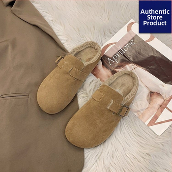 Birkenstock-inšpirované zimné bavlnené papuče, vrchný materiál: syntetická PU, vnútorný materiál: syntetický krátky plyš, podrážka: guma, slip-on, okrúhla špička, udržiava teplo, každodenné nosenie